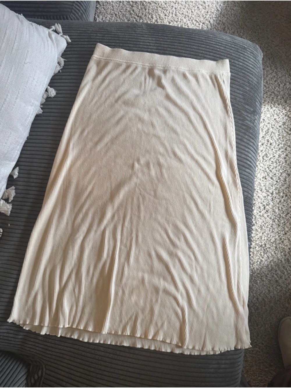 Free People Beach Cream Ribbed Maxi Skirt